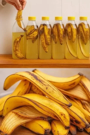 Fertilizante líquido casero de cáscaras de plátano para plantas