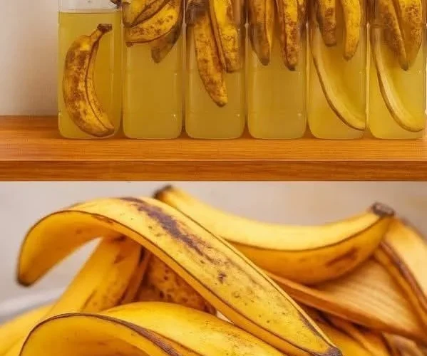 Fertilizante líquido casero de cáscaras de plátano para plantas