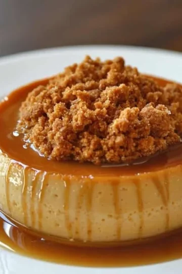 Flan de Galletas Lotus servido en un plato decorativo