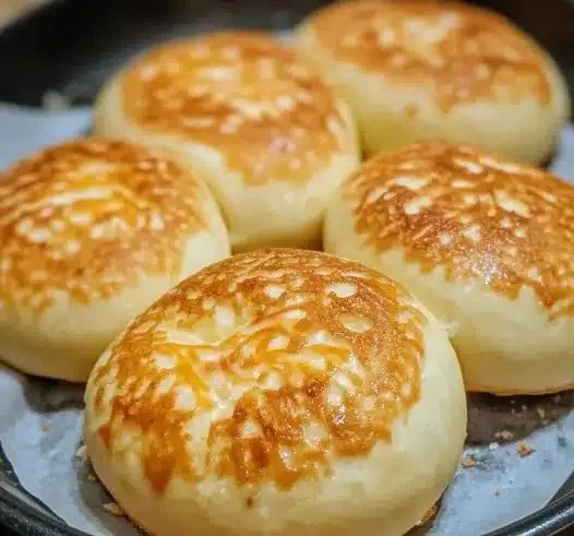 Pan de Queso recién hecho en sartén, dorado y apetitoso.