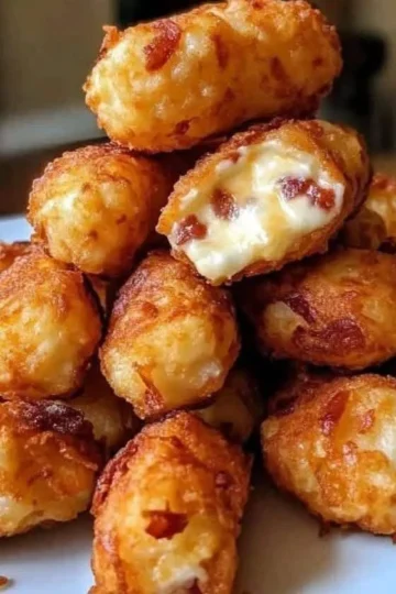 Tater tots rellenos de tocino y queso, un platillo delicioso y crujiente