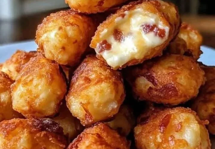 Tater tots rellenos de tocino y queso, un platillo delicioso y crujiente